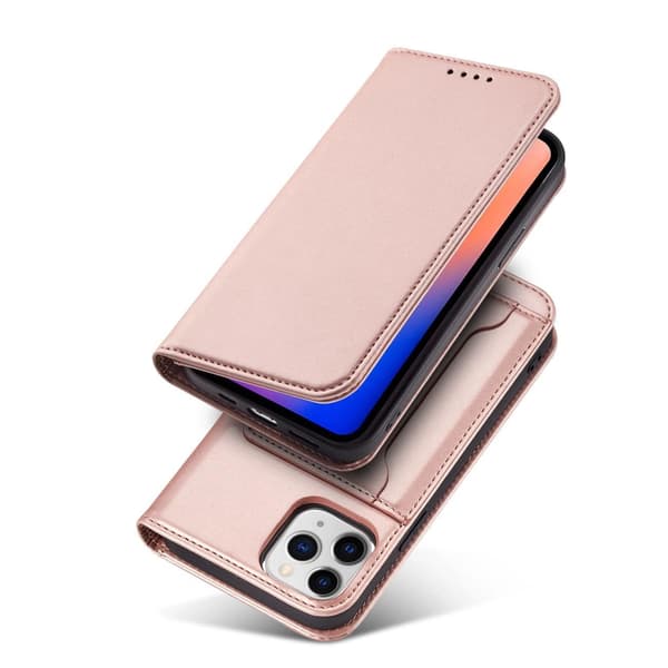 Magnet Kortcover iPhone 12 Pro Etui Kortholder Lyserød