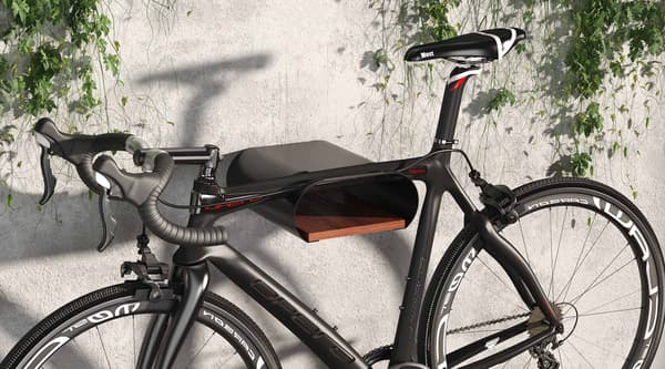 BIKETEC VÆGCYKELSTÅL, SORT, MED HYLDE