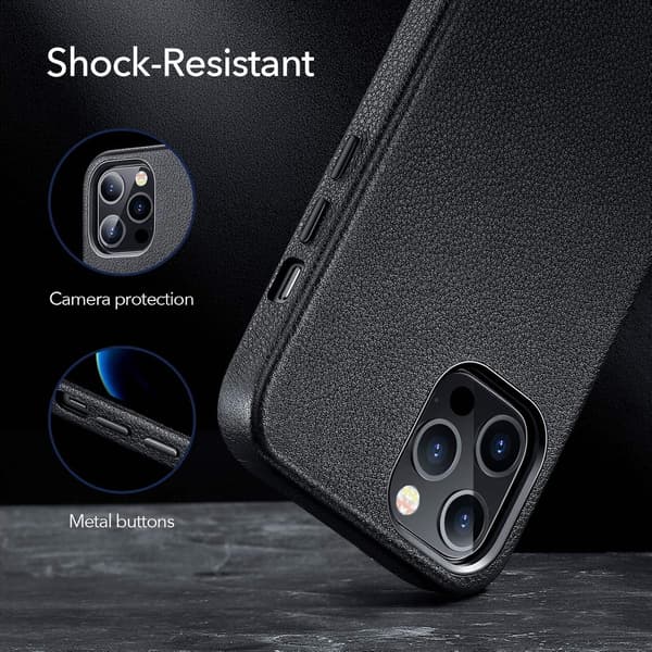Apple iPhone 12 Pro Max -kotelo, musta tekonahka, kiinteä takakansi