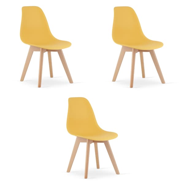 KITO stol sennep / naturlige ben x 3