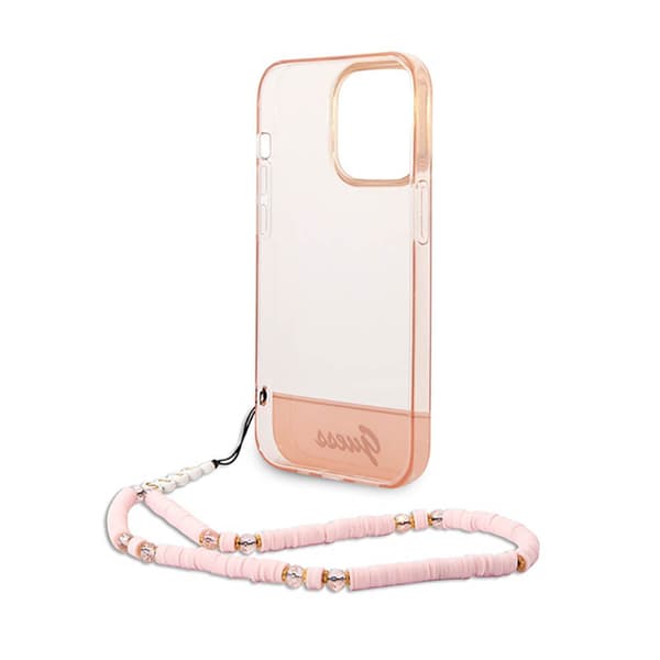 Guess Translucent Pearl Strap - iPhone 14 Pro-skal (rosa)