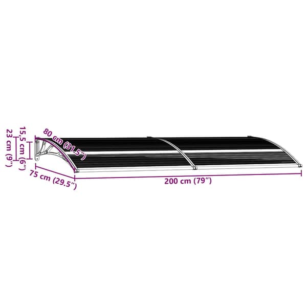 vidaXL Ovikatos musta 200 x 75 cm PC