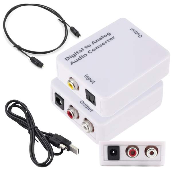 Optisk lydkonverter Koaksial TOSLINK - RCA 2x Chinch analog