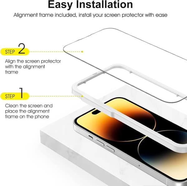 Härdat glas till Apple iPhone 12 Pro Max + ram för montering av glas, 4 delar