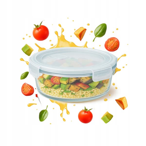 Lunchbox hermetisk rund glasbehållare 400 ml för lunchsnacks