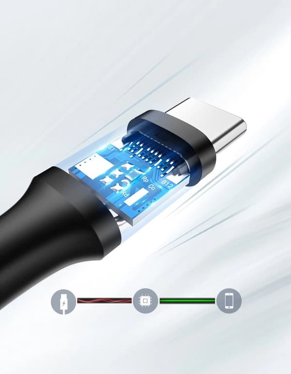 Ugreen US287 60115 USB-A / USB-C 2A -kaapeli 0.5m - musta
