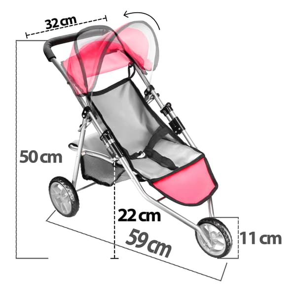 Dukkevogn Sammenklappelig klapvogn Højde 50 cm