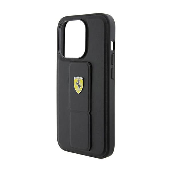 Ferrari Grip Stand Metal Logo - iPhone 15 Pro cover (sort)