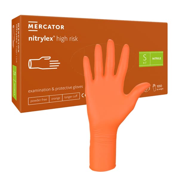 Mercator Nitrylex High Risk nitrilhandsker S orange 100 stk.
