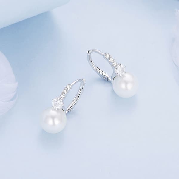 Elegante perleøreringe, engelsk sølv 925 krystaller