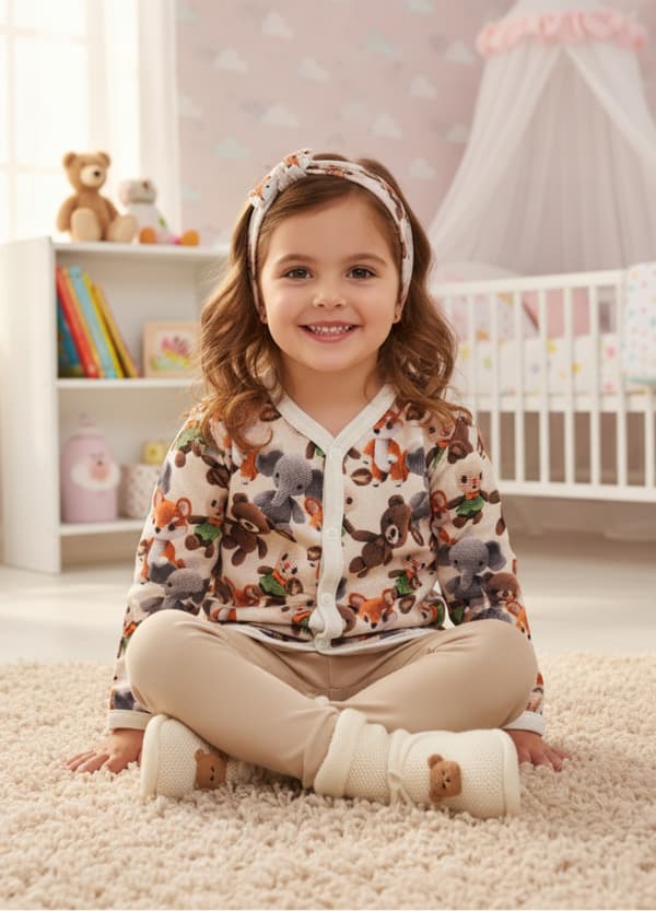Kaftan børnekaftan 116 skjorte knappet langærmet bamser
