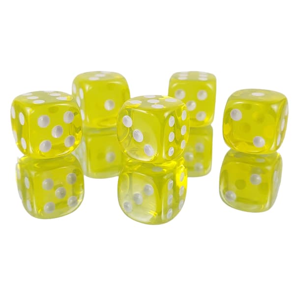 D6 1,6 cm RPG Gul Transparent Sekssidet Terning
