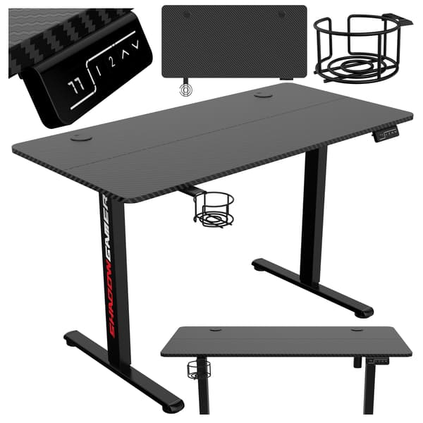 SHADOW GAMER 1.0 elektrisk gamingbord, sort, 120 cm