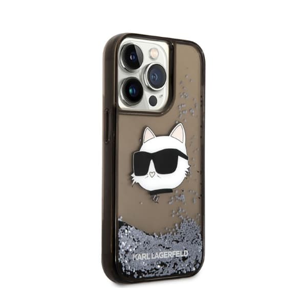 Karl Lagerfeld Liquid Glitter NFT Choupette Head - iPhone 14 Pro Max cover (sort)