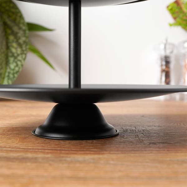 Serveringsfat metall svart 3-tårig 36,5 cm