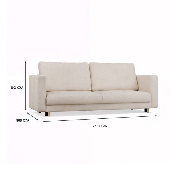 LINA 3-personers sofa med sovefunktion beige til stue