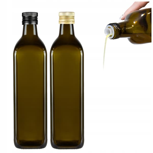 10x MARASCA SQUARE OLIVE 750 ml flaskor för olivolja med DISPENSER