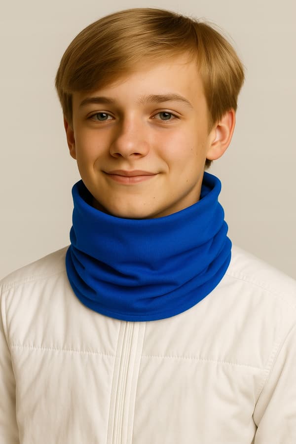 Børnehalstørklæde, fra 9 år, universal, efterår-vinter, kornblomstblå farve