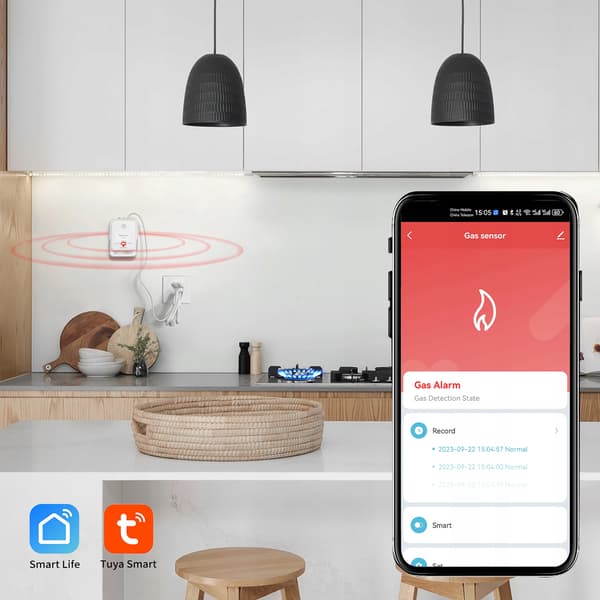 WiFi naturgassensor TechniSat gassensor 2 Metan EN50194 85dB Tuya