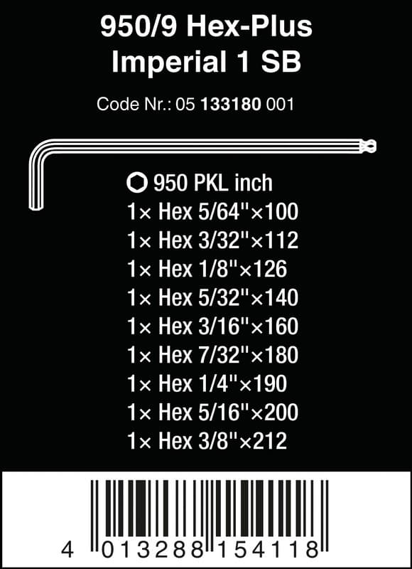 IMPERIAL HEX PLUS KUGLENØGLESÆT 9 DELE, - W05133180001