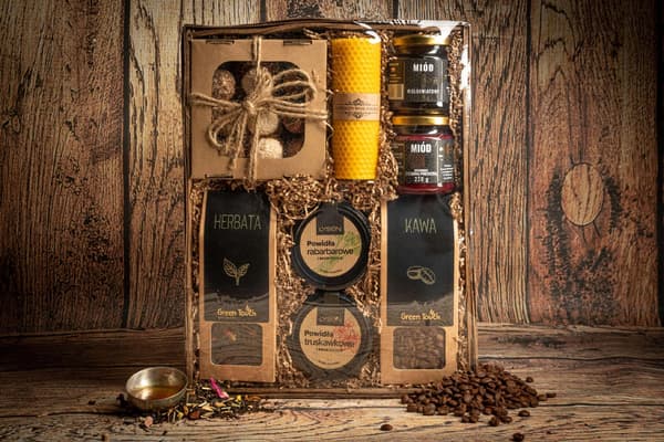 Stor gavekurv te kaffe konserves stearinlys
