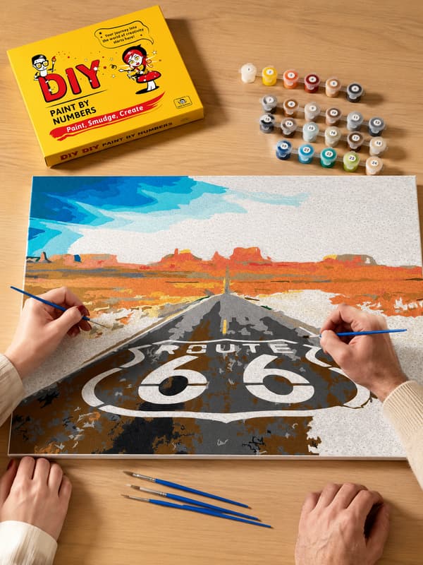 Målning med siffror med ram Route 66 50x40 cm