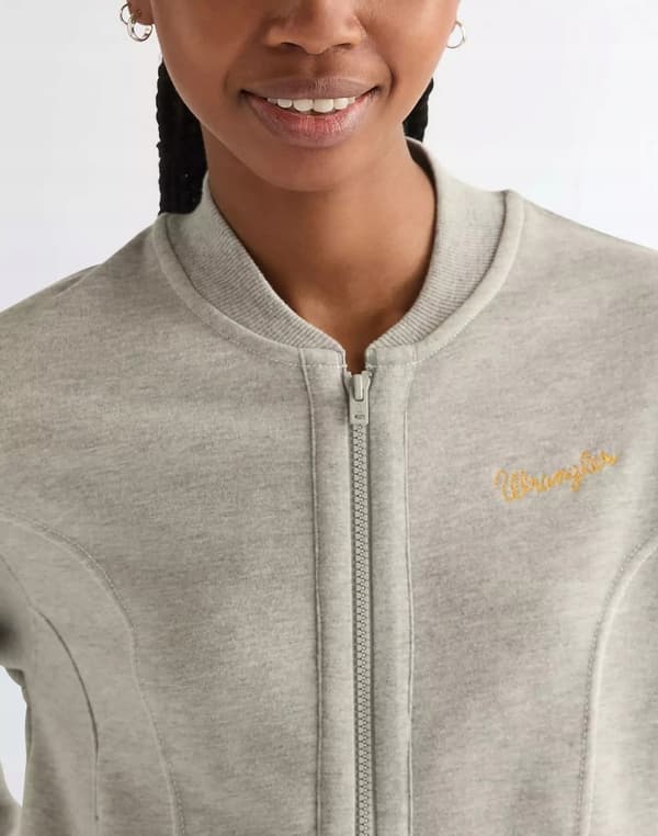 Wrangler AVIATOR SWEATSHIRT grå bomulds zip-trøje dame S