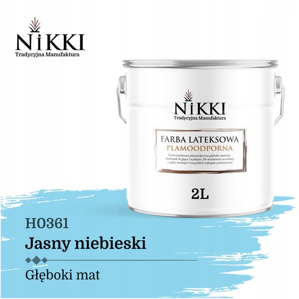 Latexmaling pletresistent farve lys blå H0361 2L dyb mat