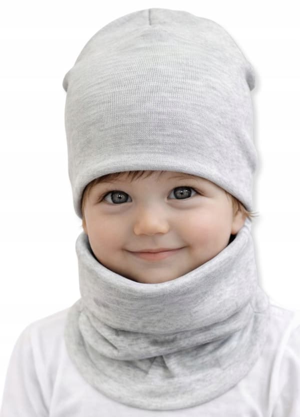Set MÖSSA + HALSDUK 56-68 babyset 34/38 VÅRMELAGE GRÅ