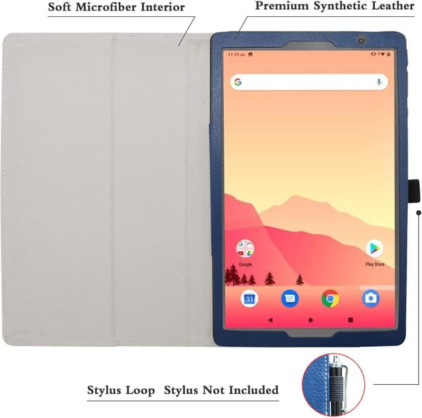 SURFPLATTSKÅL FÖR ALCATEL 1T 10" 8082 MARINBLÅ MED FLIK VIKBART HÅLLBART