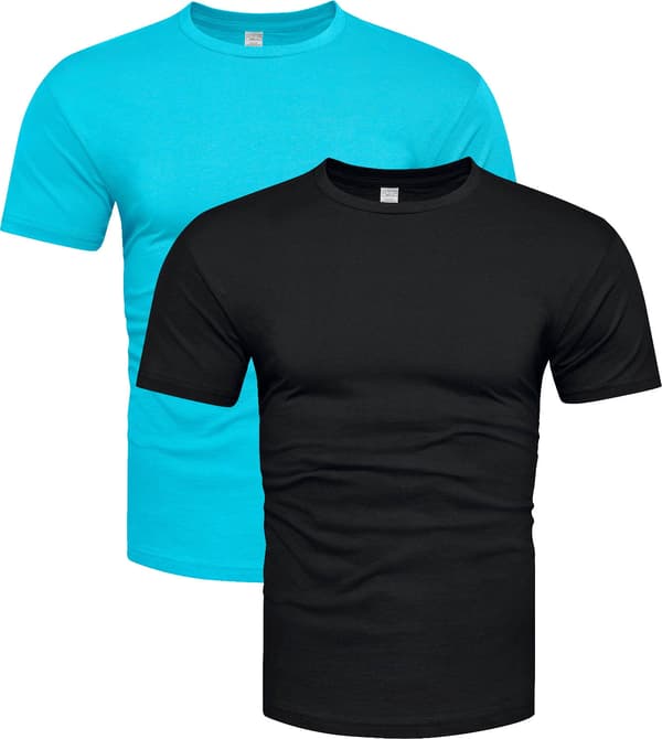 2-pak premium bomulds t-shirts sort og turkis - XL