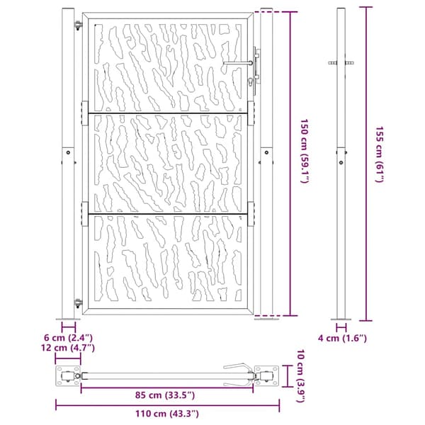 vidaXL havelåge sort 105x155 cm stålkonstruktion