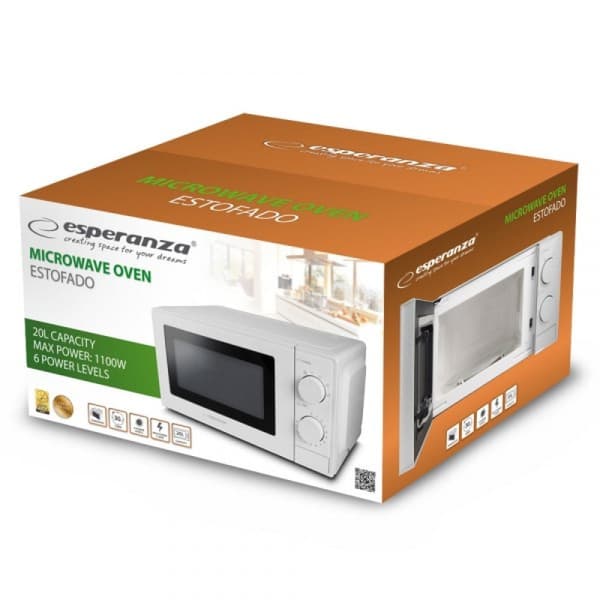 Esperanza EKO011W mikrovågsugn vit, 20 l, 700 W