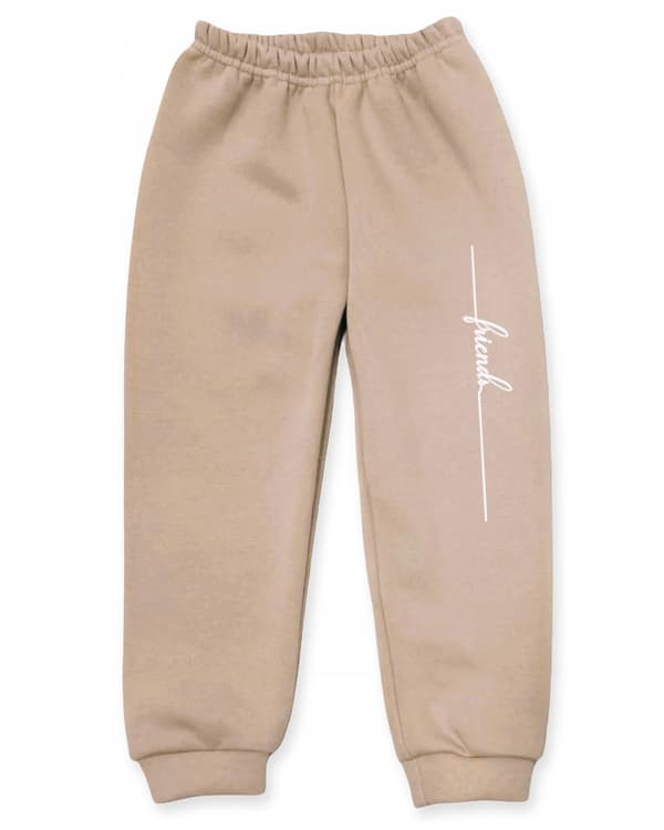Barnträningsset WARM 104 tvådelat med tryck BEIGE