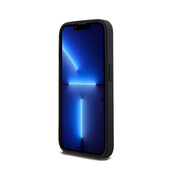 DKNY Leather Mono Stripe & Metal Logo - iPhone 15 Pro -kotelo (musta)