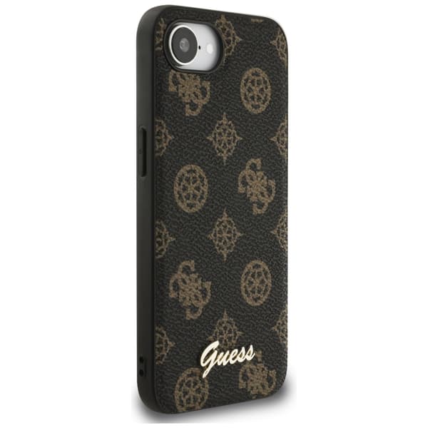 Guess Peony Script Logo MagSafe -kotelo iPhone 16e:lle, musta