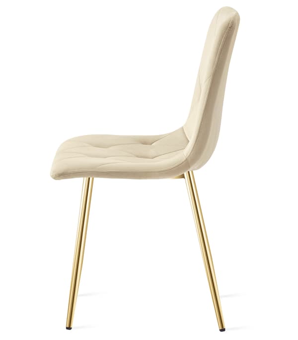 LIBRA stol - ljusbeige sammet / guldfärgade ben x 2