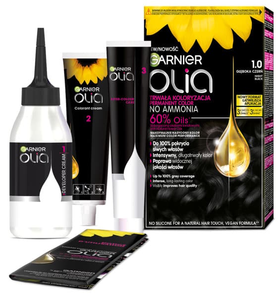 Garnier Olia permanent hårfarve 1.0 dyb sort