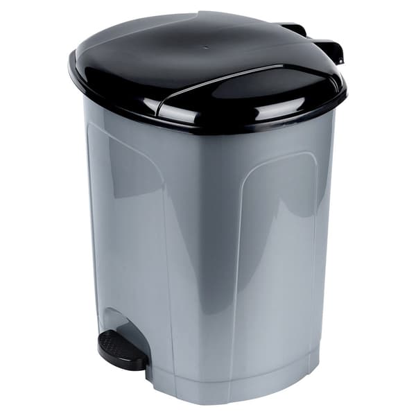 Soptunna med pedal plast grå 50 l