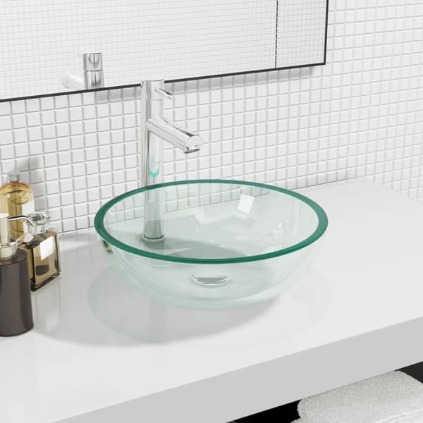 vidaXL håndvask i hærdet glas 35x12 cm