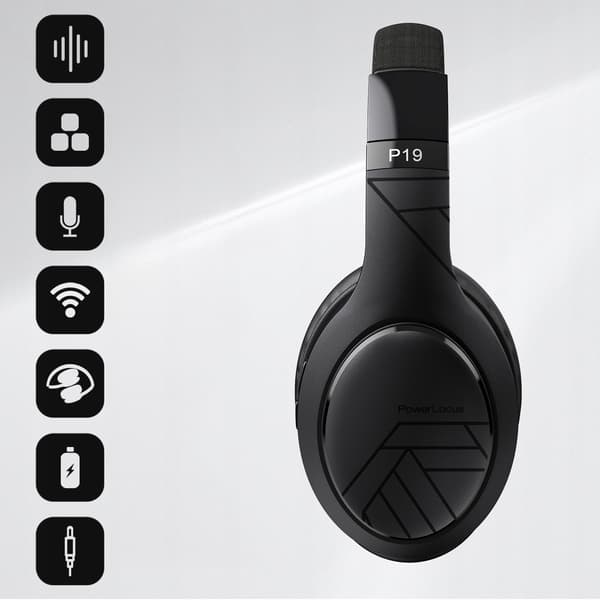 PowerLocus P19 Bluetooth-hovedtelefoner med 4 EQ-tilstande, 60 timer, foldbare med etui