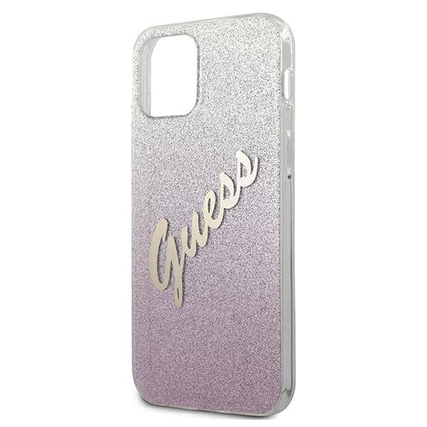 Guess GUHCP12SPCUGLSPI iPhone 12 mini 5.4 pink/pink hårdt cover Glitter Gradient Script