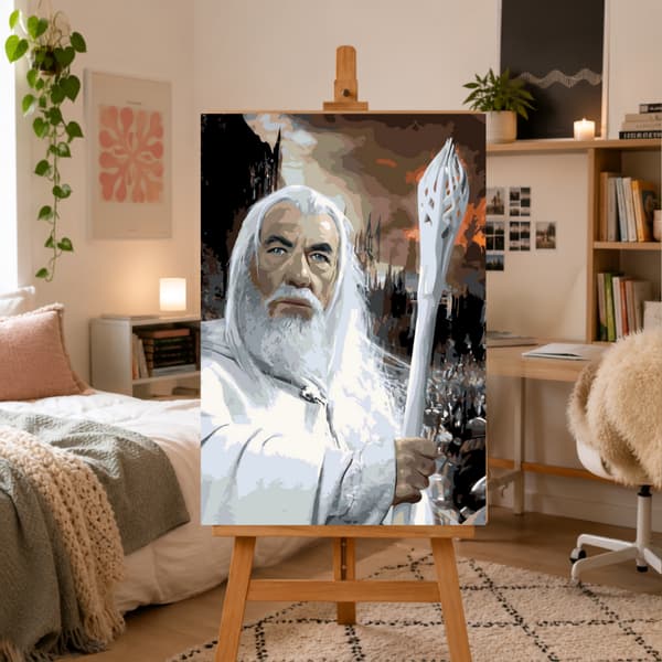 Måla efter nummer-bild med ram Gandalf Sagan om ringen 50x70 cm
