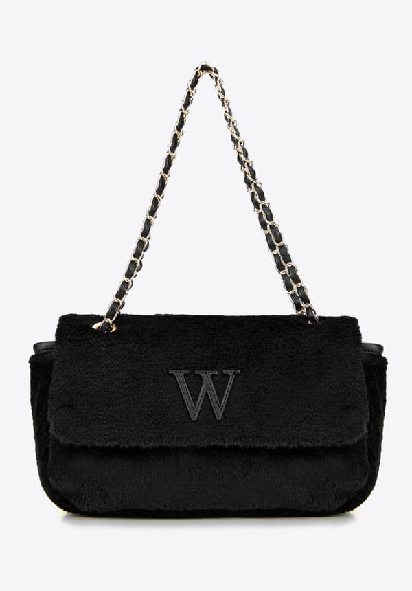 Wittchen Dam Crossbody-väska med Päls, Svart Polyester