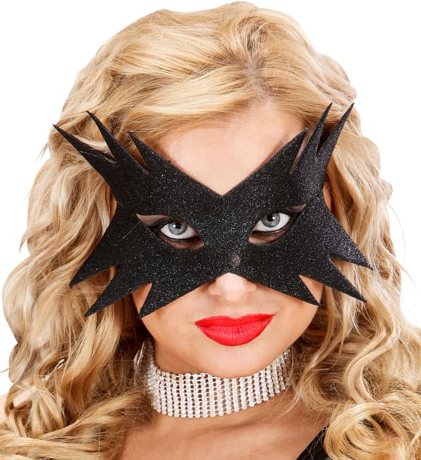 Sort maske venetiansk stjerneglitter karnevalsbal