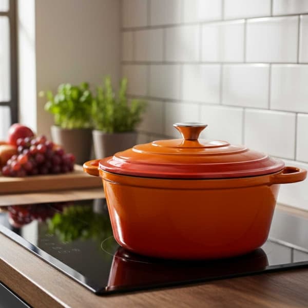 EMALJEREDE STØBEJERNSGRYDE 24CM 4L HAGE ORANGE