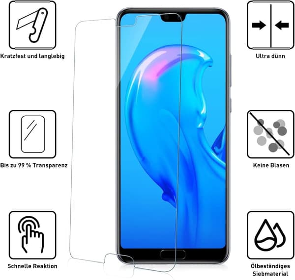 2x Härdat glas för Huawei P20 Pro, högt skydd, hållbart och solidt