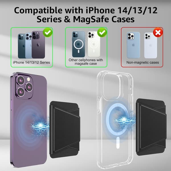 2-i-1 MAGSAFE IPHONE MOBILHOLDER STATIV SORT TEGNEBOG KORTETUI