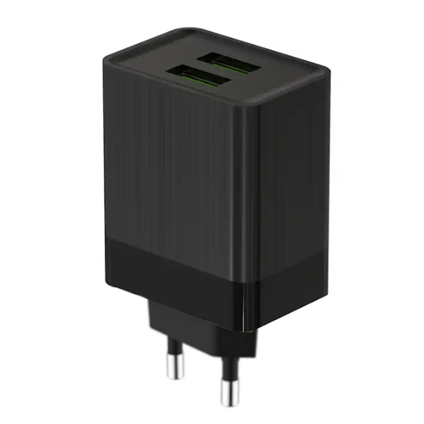 Væglader 2 USB 5V 2.4A kube sort
