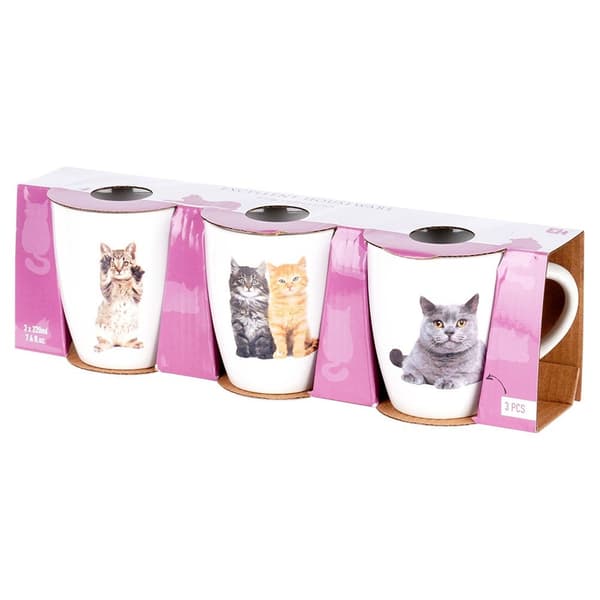Keramiska koppor med katter 220 ml 3 st.